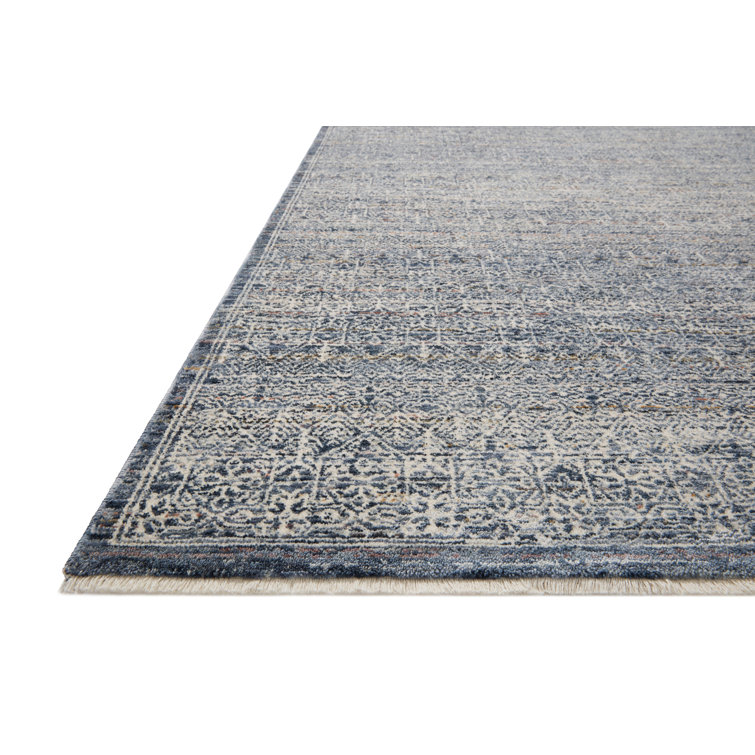 Denim and Ivory Geometric Pattern Rectangular Rug 2'3" x 3'10"