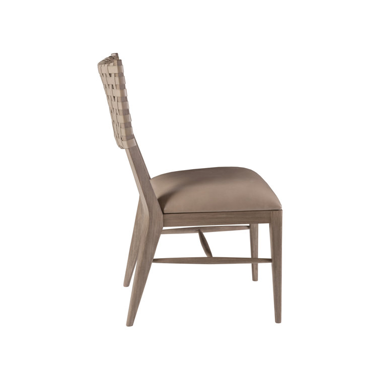 Coastal Grigio Mahogany 20'' Gray Leather Upholstered Side Chair