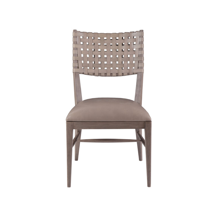 Coastal Grigio Mahogany 20'' Gray Leather Upholstered Side Chair