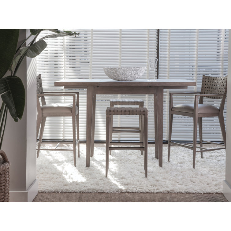 Coastal Warm Gray Woven Leather Backless Counter Stool, 24"