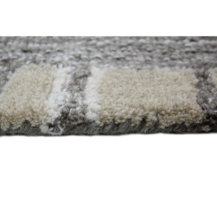 Zen Abstract Taupe Wool 5' x 7' Hand-Tufted Area Rug
