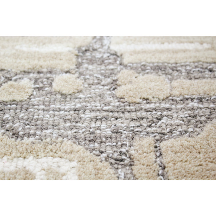 Zen Abstract Taupe Wool 5' x 7' Hand-Tufted Area Rug