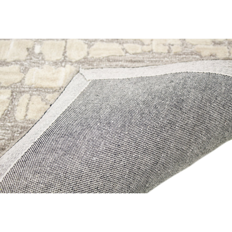Zen Abstract Taupe Wool 5' x 7' Hand-Tufted Area Rug