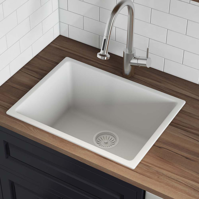 Ruvati 24-Inch White Fireclay Drop-In Single Bowl Kitchen Sink