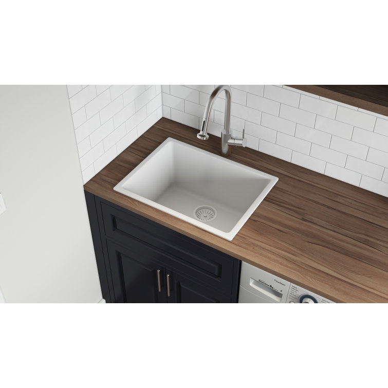 Ruvati 24-Inch White Fireclay Drop-In Single Bowl Kitchen Sink