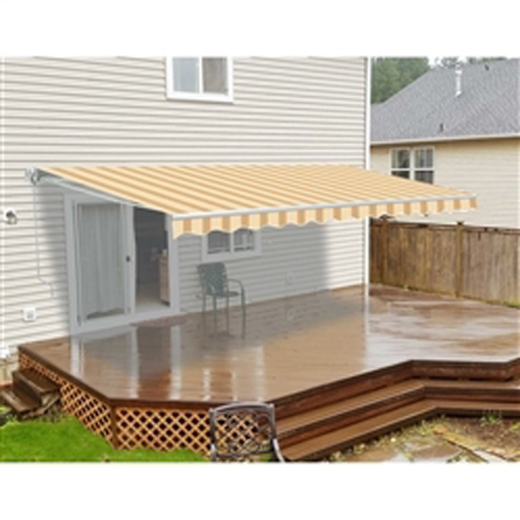 Motorized Retractable White Frame Patio Awning