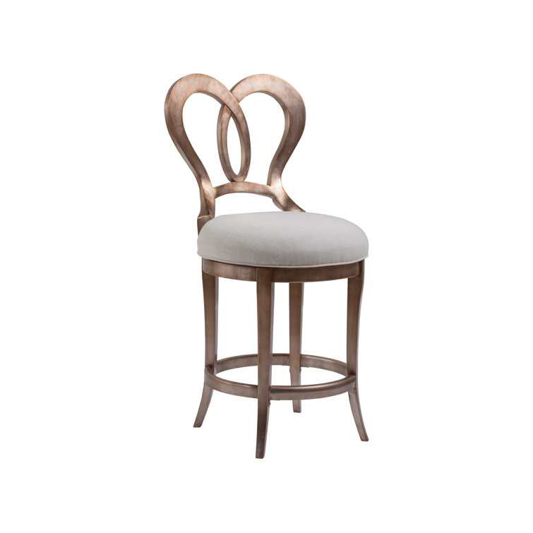 Cream Mahogany Transitional Counter Stool with Linen Seat