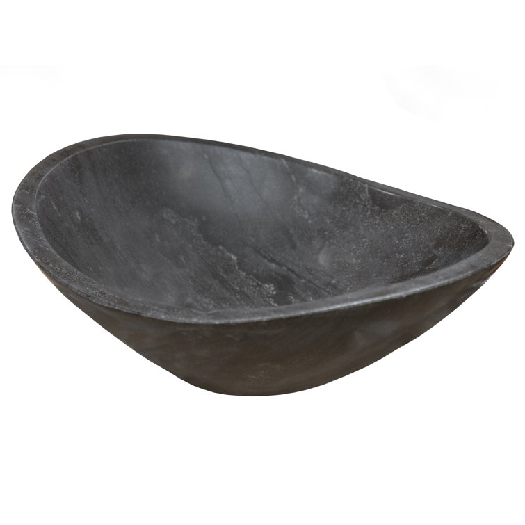 Honed Black Limestone Canoe Shaped Bathroom Sink
