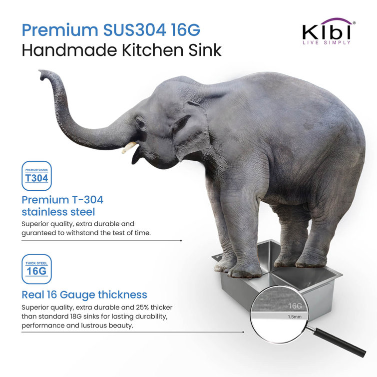 16'' Stainless Steel Undermount Single Bowl Kitchen Sink