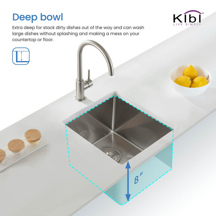 16'' Stainless Steel Undermount Single Bowl Kitchen Sink