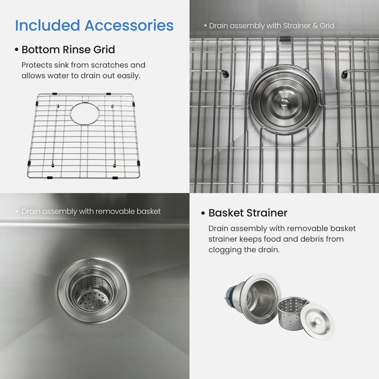 16'' Stainless Steel Undermount Single Bowl Kitchen Sink