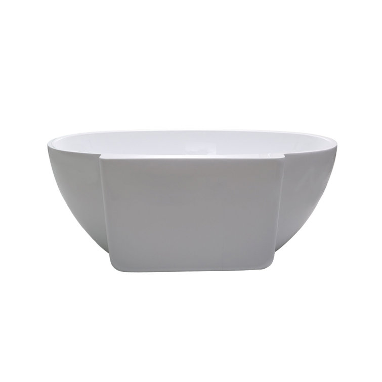 62" Glossy White Acrylic Freestanding Soaking Bathtub