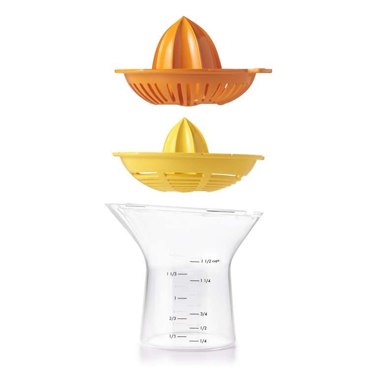 Orange and Yellow 2-in-1 Citrus Juicer with Measurement Markings