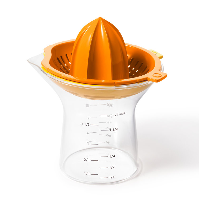 Orange and Yellow 2-in-1 Citrus Juicer with Measurement Markings