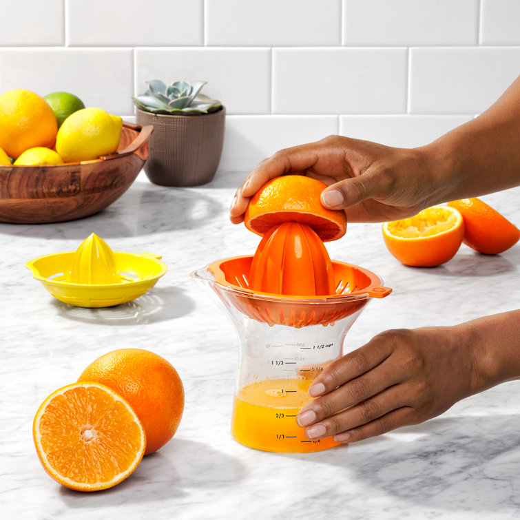 Orange and Yellow 2-in-1 Citrus Juicer with Measurement Markings