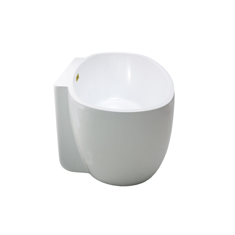 62-Inch Glossy White Acrylic Freestanding Clawfoot Bathtub with Polished Gold Drain