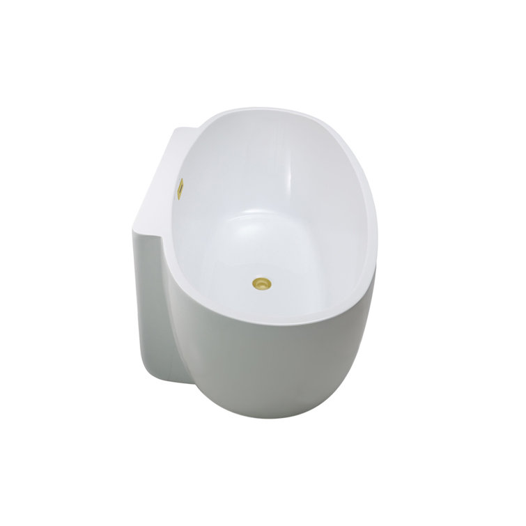 62-Inch Glossy White Acrylic Freestanding Clawfoot Bathtub with Polished Gold Drain