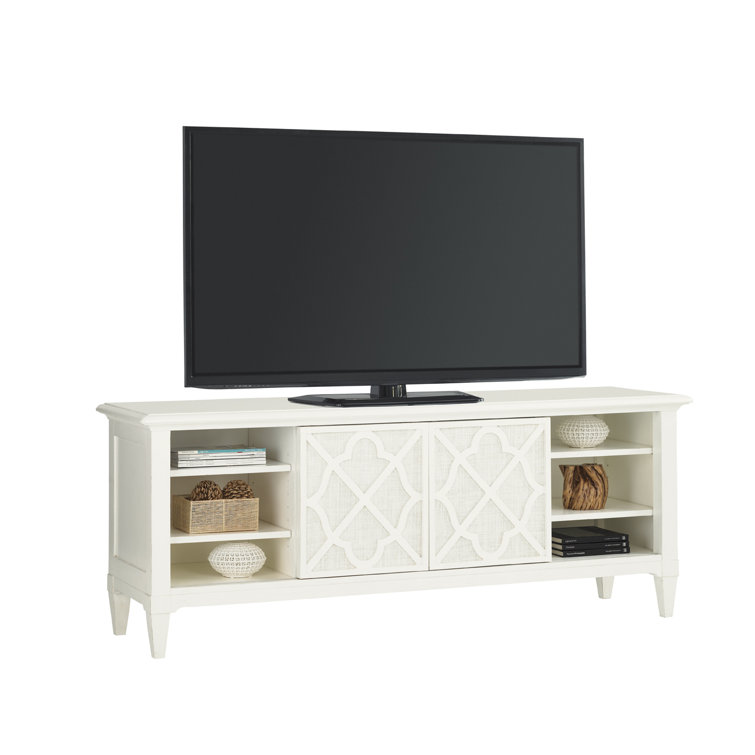 Transitional White 72" Entertainment Console with Adjustable Shelves