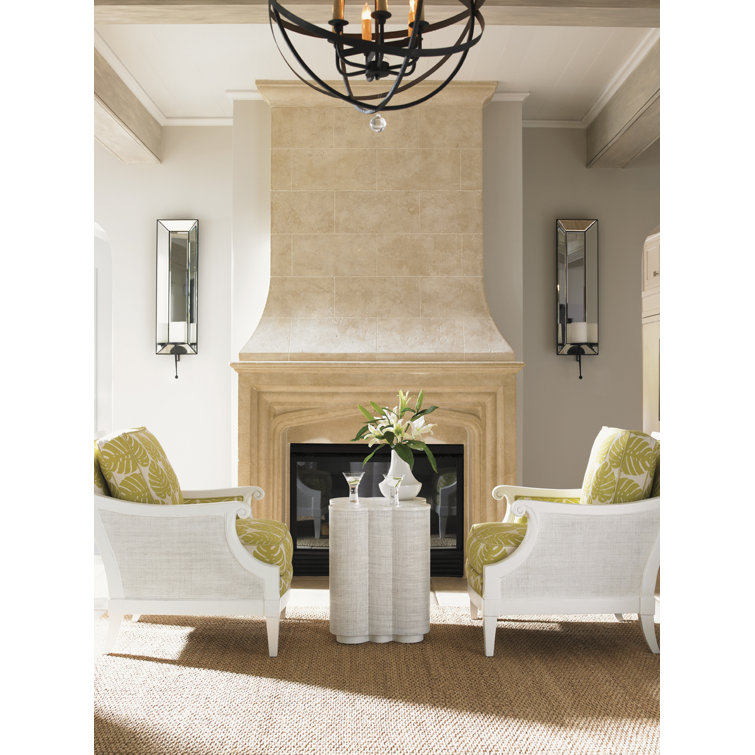 Spar Point 18'' White Raffia Chairside Table with Quadrefoil Shape