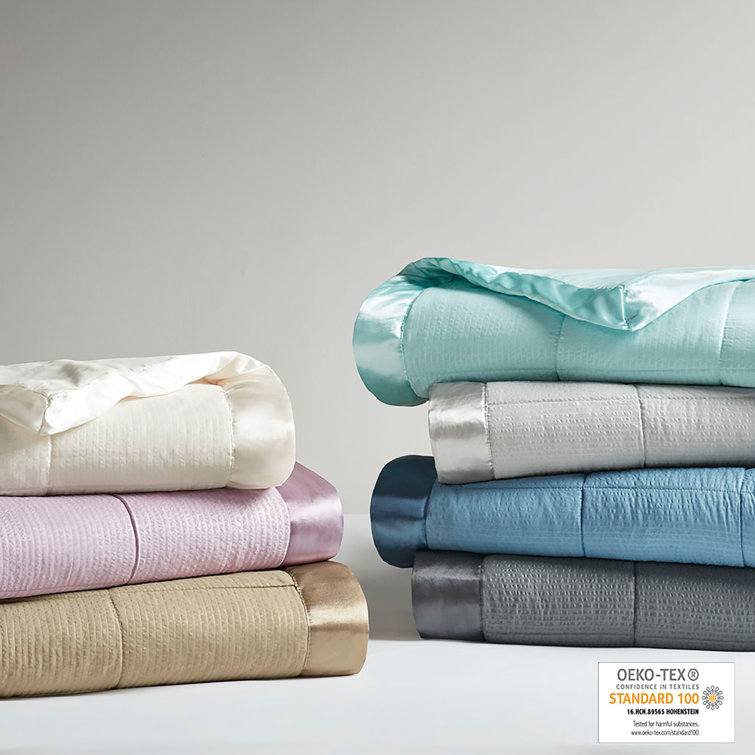 Gray King Machine Washable Reversible Down Alternative Blanket with Satin Trim