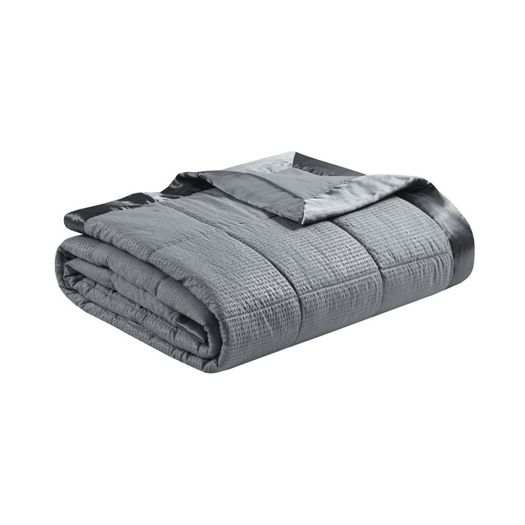Charcoal Full/Queen Down Alternative Blanket with Satin Trim