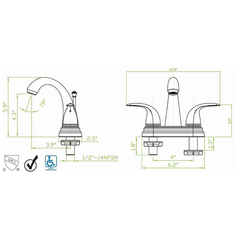 Polished Chrome Two-Handle Centerset Bathroom Faucet