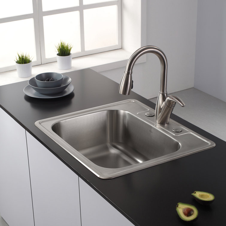 25-Inch Stainless Steel Single Bowl Drop-In Kitchen Sink
