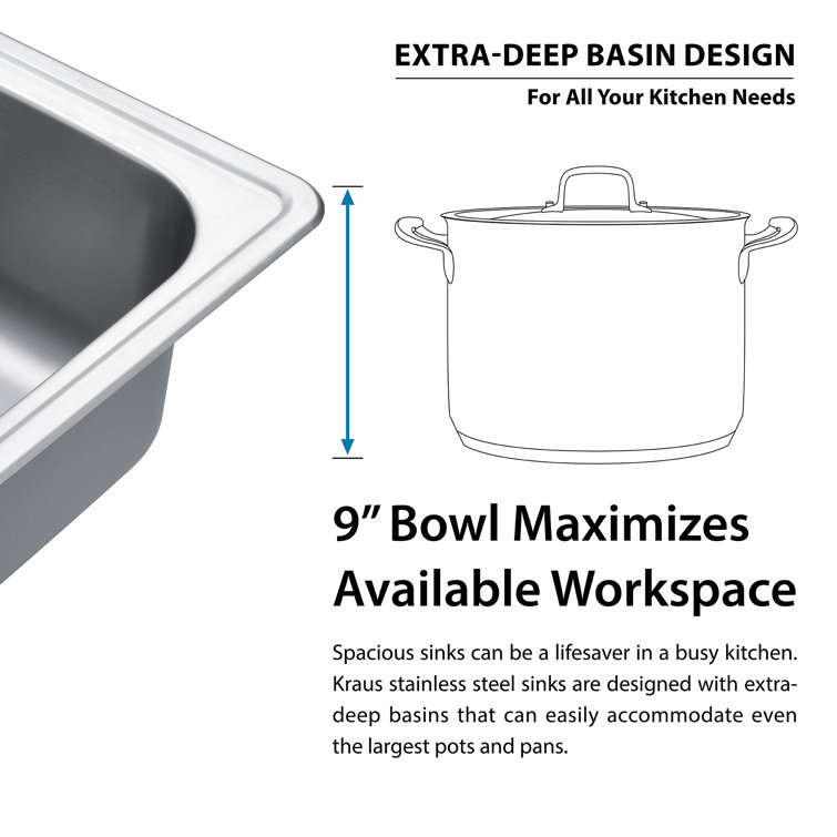 25-Inch Stainless Steel Single Bowl Drop-In Kitchen Sink