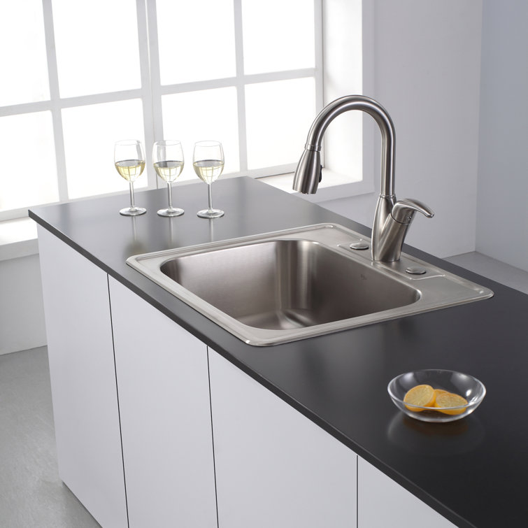 25-Inch Stainless Steel Single Bowl Drop-In Kitchen Sink