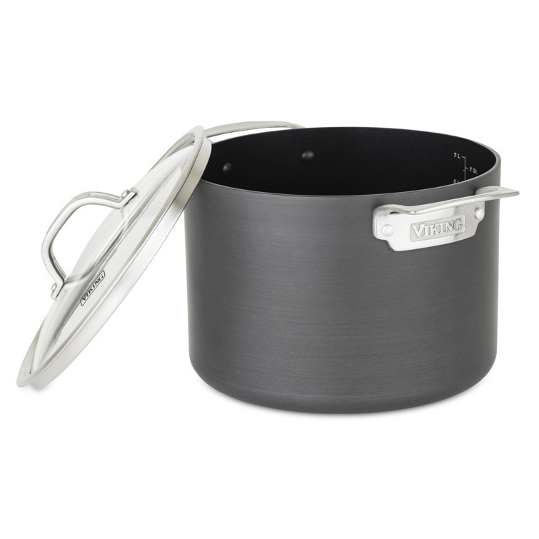 Viking 8 Quart Gray Aluminum Nonstick Stockpot with Glass Lid