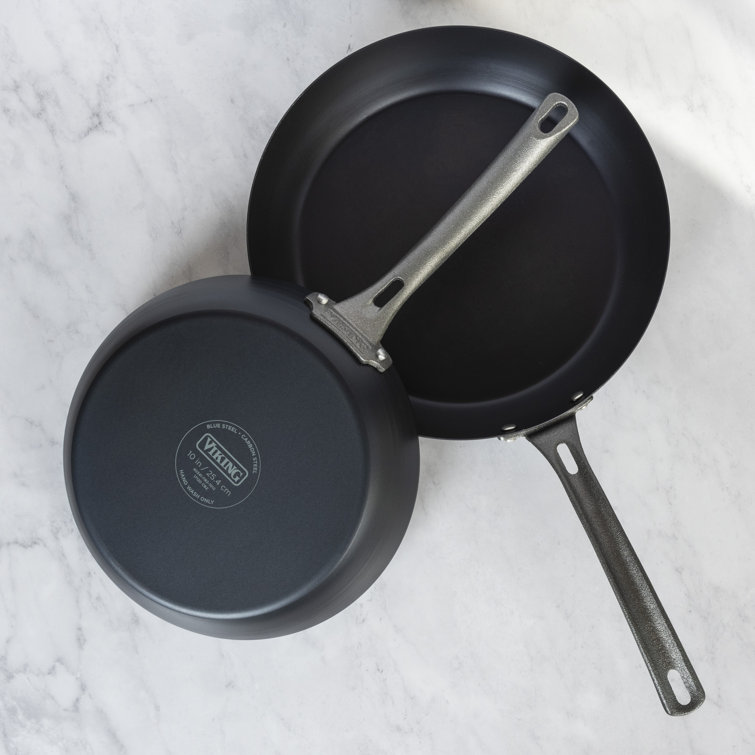Blue Carbon Steel Nonstick 2-Piece Fry Pan Set