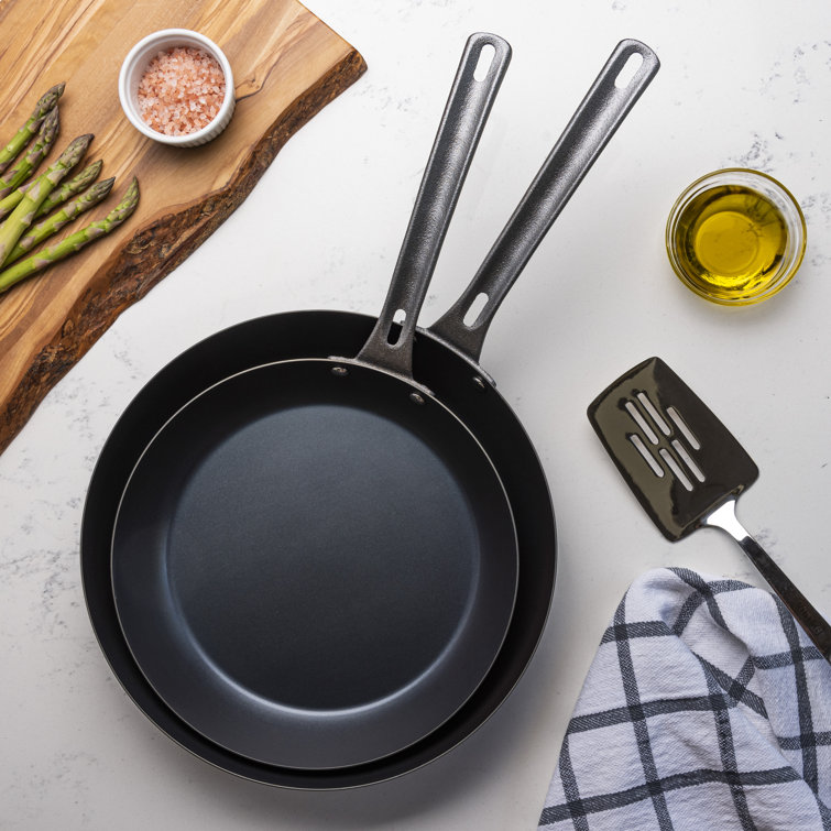 Blue Carbon Steel Nonstick 2-Piece Fry Pan Set