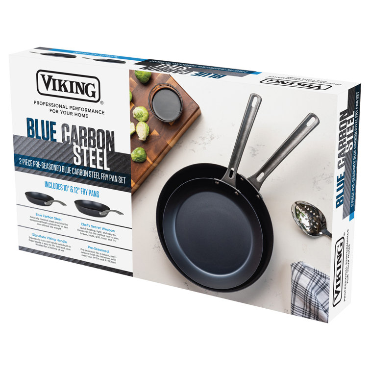 Blue Carbon Steel Nonstick 2-Piece Fry Pan Set