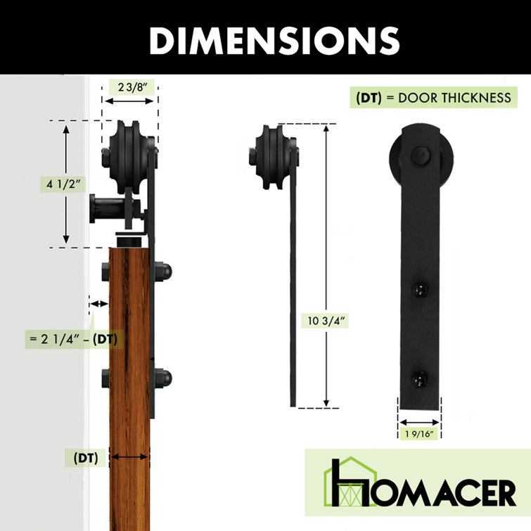 132-Inch Rustic Black Metal Single Barn Door Hardware Kit