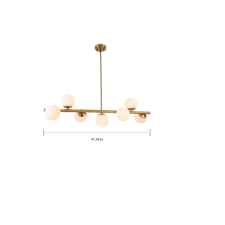 Antique Brass 6-Light Chandelier with Frosted Shades