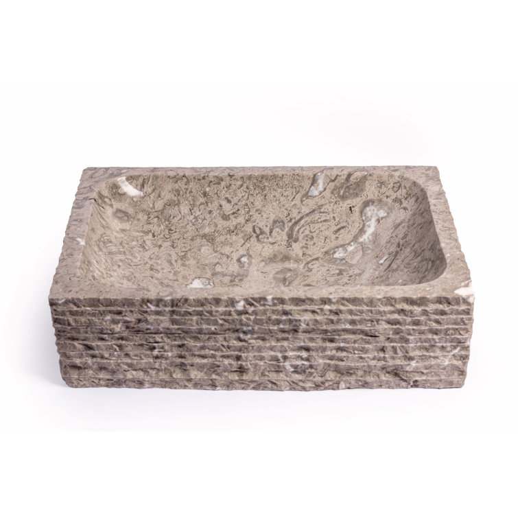 Rustic Goleta Marble Rectangular Vessel Bathroom Sink