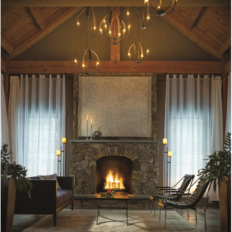 Dark Smoke Bronze Globe Orb Chandelier with Tapered Steel Petals