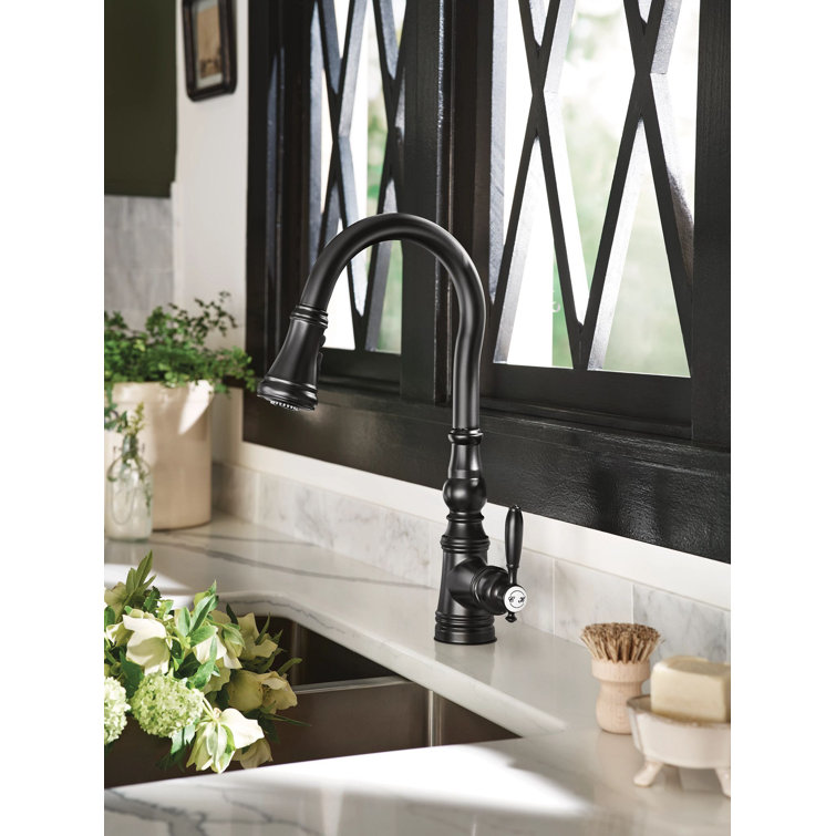 Matte Black Pull-Down Kitchen Faucet with Spray