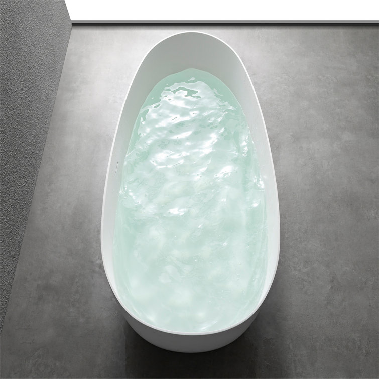 71'' White Acrylic Oval Freestanding Soaking Bathtub