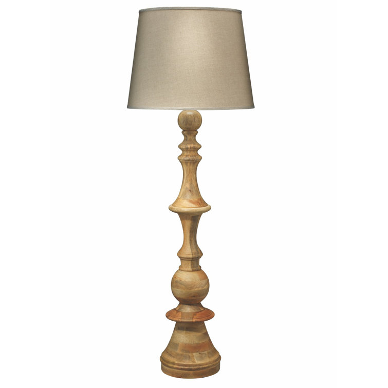 Natural Wood & Linen Shade 72" Edison Floor Lamp with 3-Way Switch