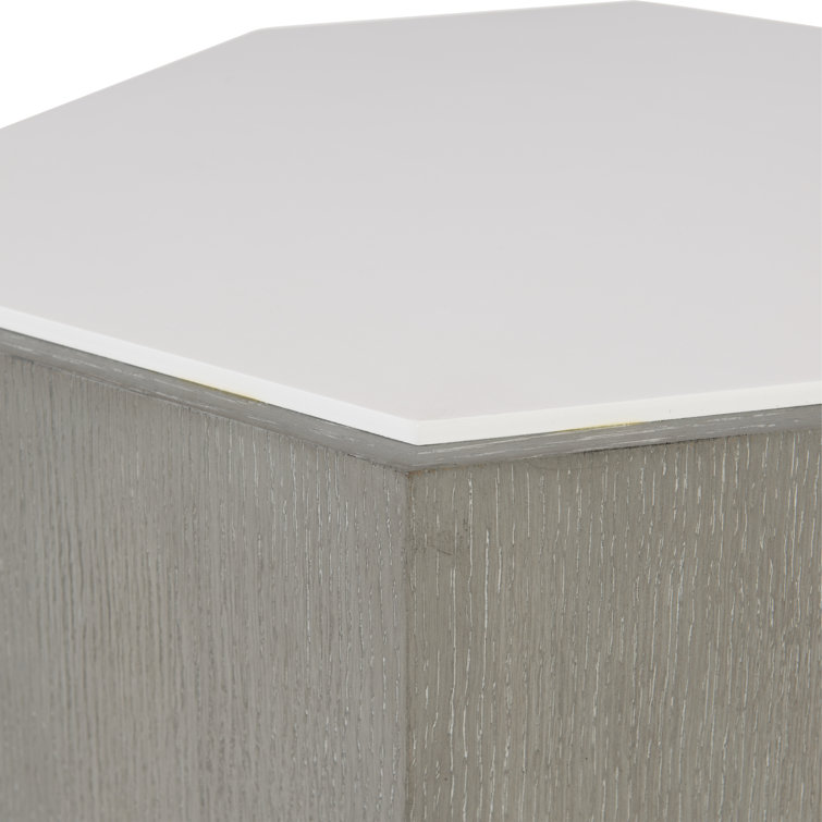 Transitional Octagonal Accent Table in Gray Truffle and White