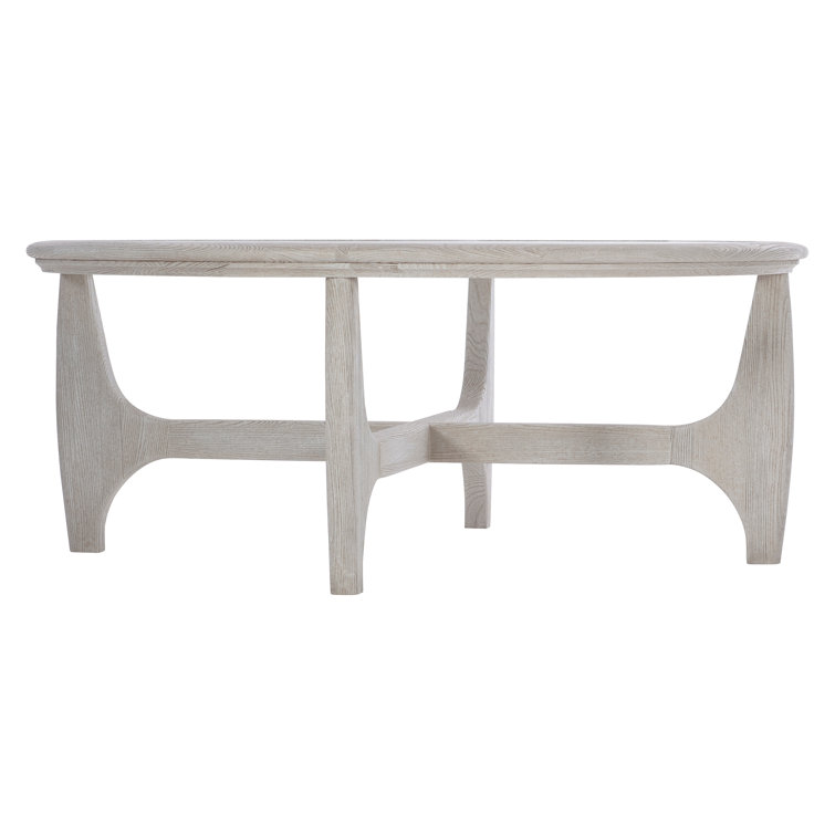 Transitional Beige Round Wood and Glass Coffee Table with Storage