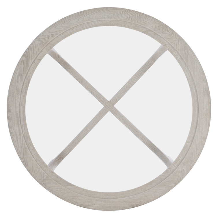 Transitional Beige Round Wood and Glass Coffee Table with Storage