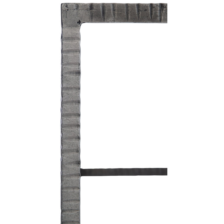 Gray Stone and Metal Rectangular Console Table with Storage