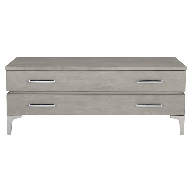 Transitional Gray Rectangular Coffee Table with Metal Accents and Storage