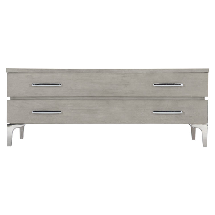 Transitional Gray Rectangular Coffee Table with Metal Accents and Storage