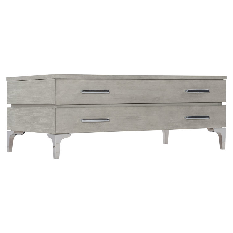 Transitional Gray Rectangular Coffee Table with Metal Accents and Storage