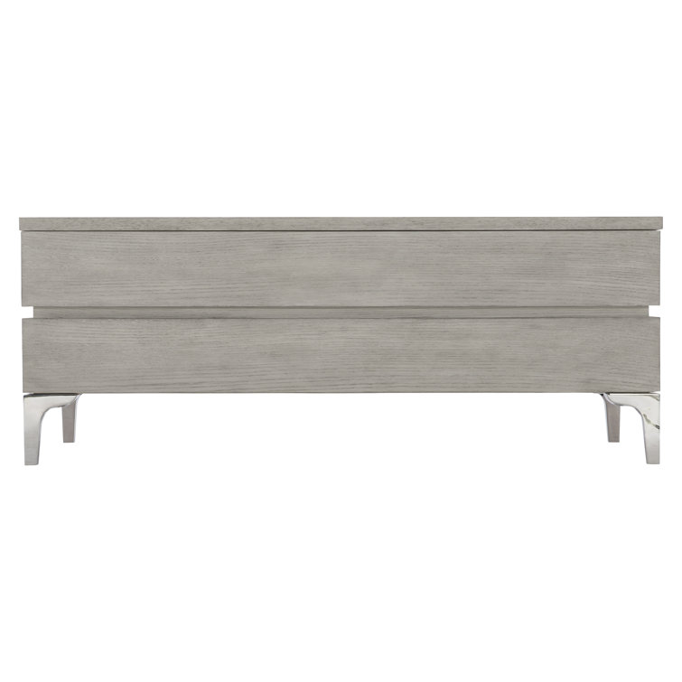 Transitional Gray Rectangular Coffee Table with Metal Accents and Storage