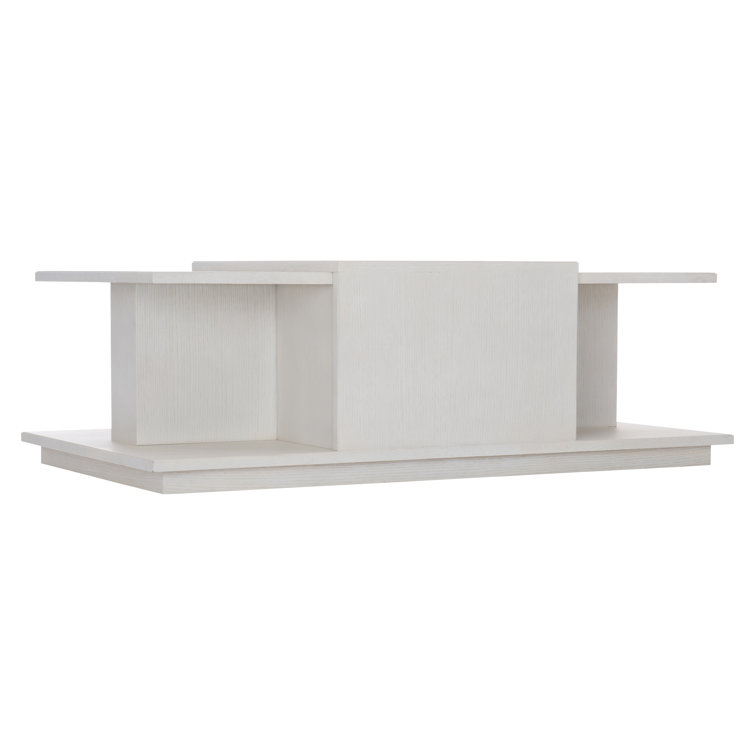 Transitional White Solid Oak Rectangular Coffee Table with Storage