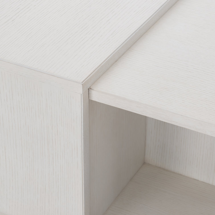 Transitional White Solid Oak Rectangular Coffee Table with Storage
